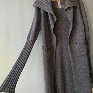 Rick Owens Black Charcoal Knit Cashmere/Silk Long Duster Cardigan S